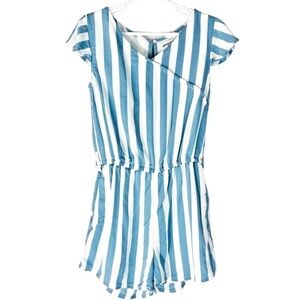 Abercrombie Kids White & Blue Striped‎ Romper